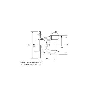 FORCELLA A FLANGIA B1 22X54. CENTRAGGIO FEMMINA DA MM. 90