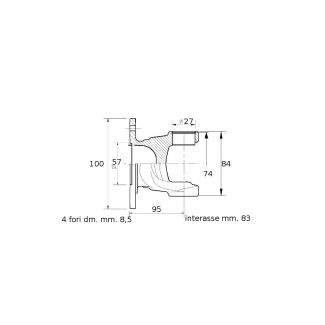 FORCELLA A FLANGIA B4 27X74,6 DM. CENTRAGGIO FEMMINA mm. 100