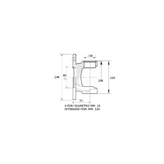 FORCELLA A FLANGIA B8 35X106  CENTRAGGIO FEMMINA DM. MM. 85