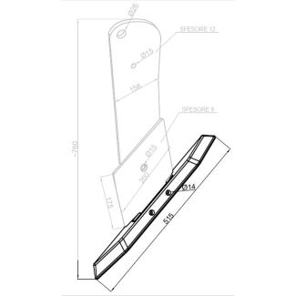 PUNTA REVERSIBILE PER SUBSOILER (ART. MT043 - 044). MM. 515 X 49 X 41. FORI DA MM. 85, E DA MM. 14