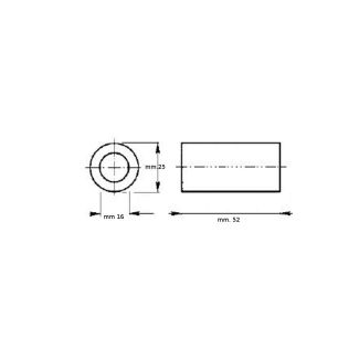 BUSSOLA CEMENTATA PER COLTELLO TIERRE E ALPEGO, DM EST. 25 MM, FORO 16,5 MM, LUNGH. 52 MM