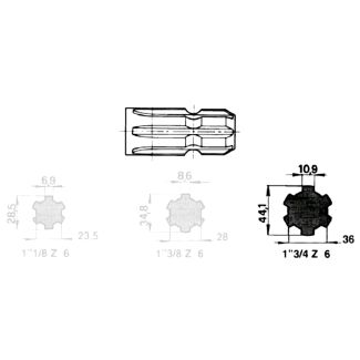 PERNO SCANALATO 1'3\4 Z.6 LUNGO MM. 100