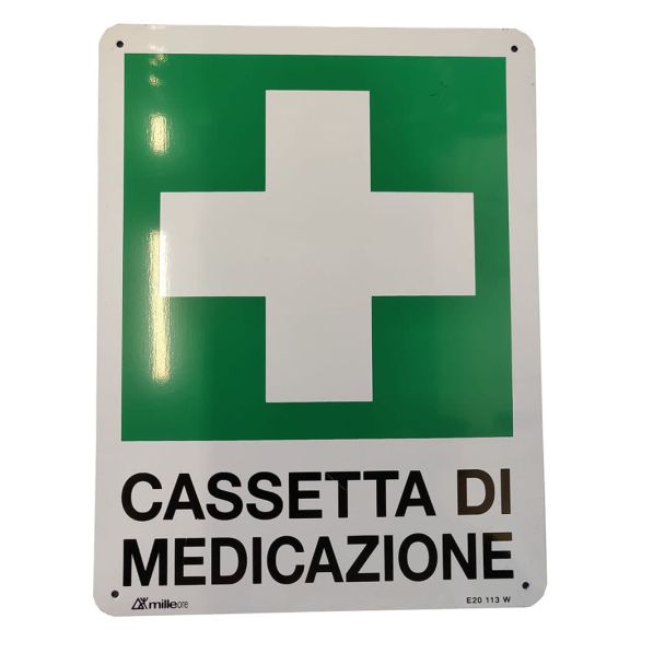 CARTELLO IN ALLUMINIO 'CASSETTA DI MEDICAZIONE ' DIMENSIONI MM. 160X210
